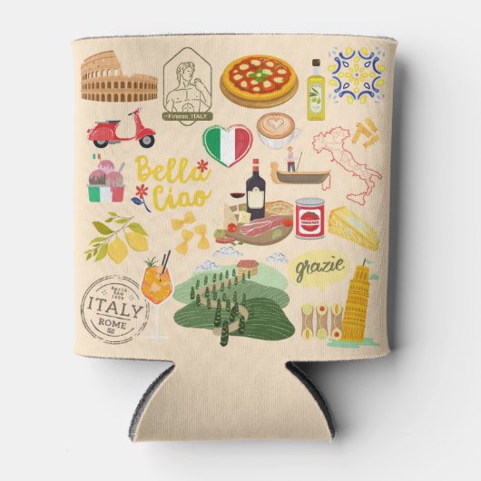 Italien Symbole für Reisende Dosenkühler (Vorderseite)