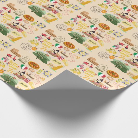 Italien Symbole für Reisende Geschenkpapier (Ecke)