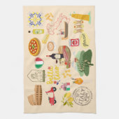 Italien Symbole für Reisende Geschirrtuch (Vertikal)