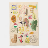 Italien Symbole für Reisende Geschirrtuch (Vertikal)