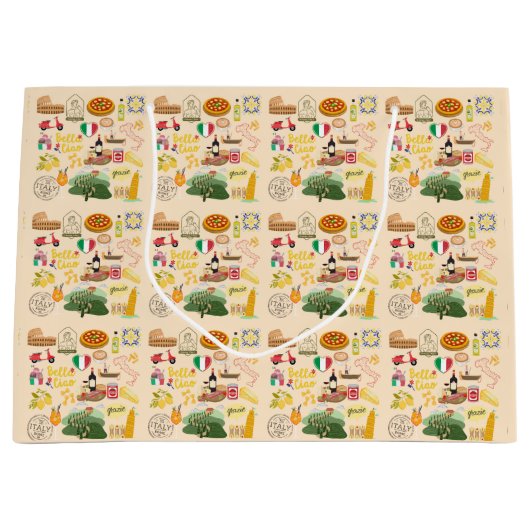 Italien Symbole für Reisende Große Geschenktüte (Vorderseite)