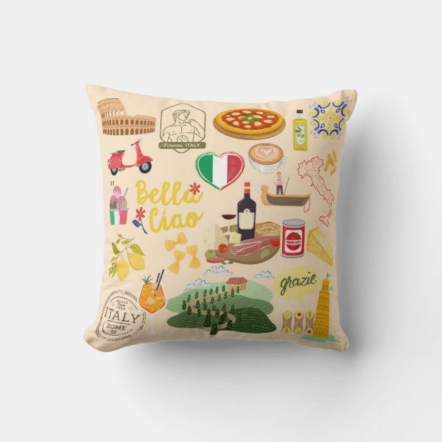 Italien Symbole für Reisende Kissen (Vorderseite)