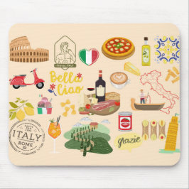 Italien Symbole für Reisende Mousepad