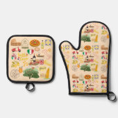 Italien Symbole für Reisende Ofenhandschuh & Topflappen-Set (Vorderseite)