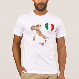 Italien T - Shirt Flag Herz und Karte