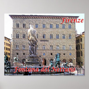 Italien - Toskana - Florenz - Neptun-Brunnen - Poster
