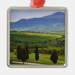 Italien, Toskana. Landschaftliche der Toskana Silbernes Ornament