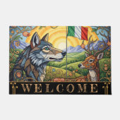 Italien Türmatte, Flagge, Wolf und Hirsche Moderne Fußmatte (Vorderseite)