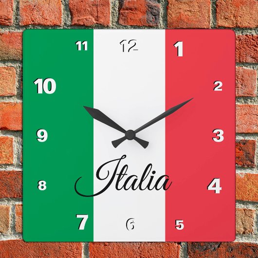 Italien Uhr, patriotische Zuhause, italienische Fl Quadratische Wanduhr