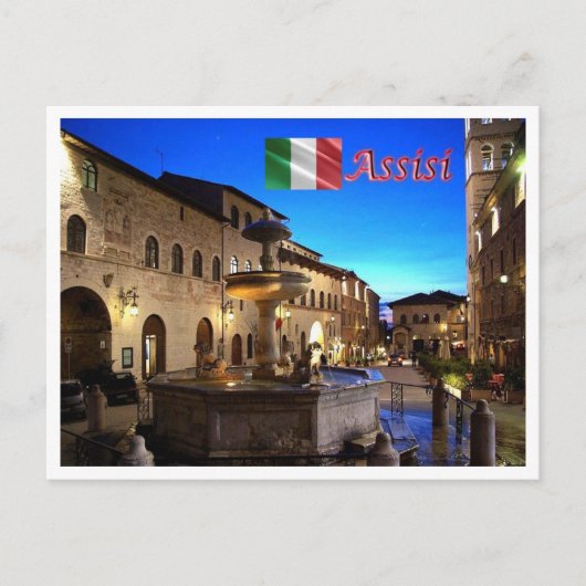 Italien - Umbrien - Assisi - Rathausplatz - Postkarte (Vorderseite)