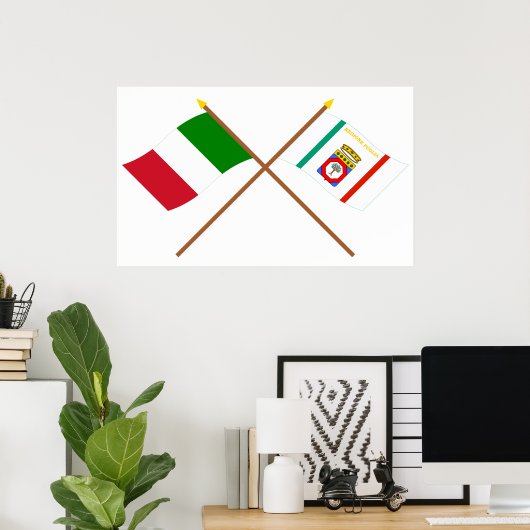 Italien und Apulien haben die Fahnen gekreuzt Poster (Heimbüro)