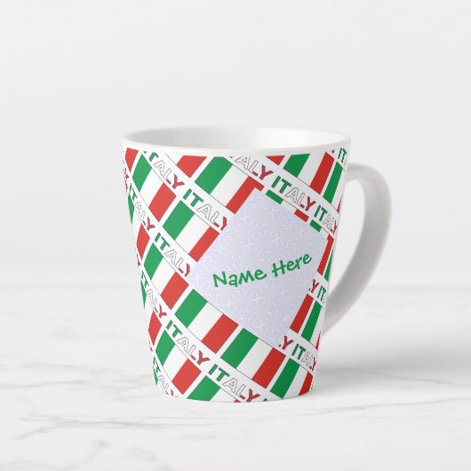 Italien und Italienische Fahne gepflasterte grüne Milchtasse (Rechte Ecke)