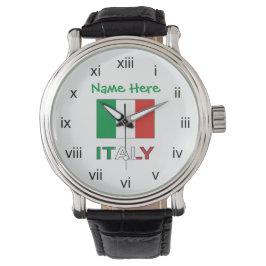 Italien und Italienische Flagge - Grüne Persönlich Armbanduhr