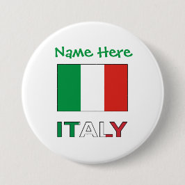 Italien und Italienische Flagge - Grüne Persönlich Button