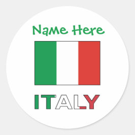 Italien und Italienische Flagge - Grüne Persönlich Runder Aufkleber