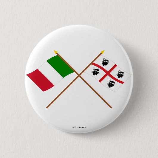 Italien und Sardegna gekreuzte Flaggen Button (Vorderseite)