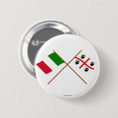 Italien und Sardegna gekreuzte Flaggen Button (Vorne & Hinten)