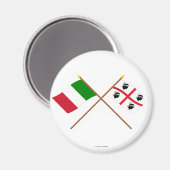 Italien und Sardegna überquerten die Fahnen Magnet (Vorderseite/Rückseite)