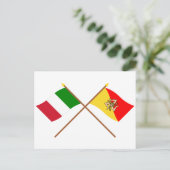 Italien und Sizilien überquerten die Fahnen Postkarte (Stehend Vorderseite)