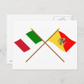Italien und Sizilien überquerten die Fahnen Postkarte (Vorne/Hinten)