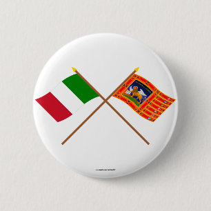 Italien und Venetien gekreuzte Flaggen Button