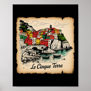 Italien Urlaub Cinque Terre Riomaggiore Meer Reise Poster