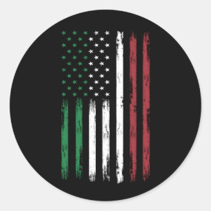 Italien USA Flag 4. Juli Patriotic American Italie Runder Aufkleber
