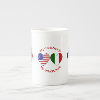 Italien USA-Flagge Herzen Land Erbe Porzellantasse