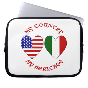 Italien USA-Flagge Herzen Mein Land Mein Erbe Laptopschutzhülle