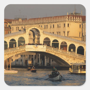 Italien, Venedig, Canal Grande, Rialto Quadratischer Aufkleber