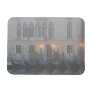 Italien, Venedig. Eine Reihe Gondeln gesehen durch Magnet
