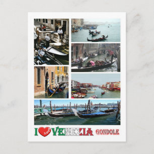 Italien - Venedig - Gondeln - I Liebe - Postkarte
