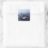 Italien, Venedig. Gondeln. Quadratischer Aufkleber (Tasche)