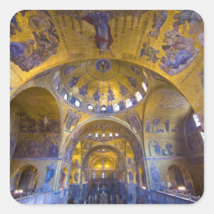 Italien, Venedig. Innenraum der Kathedrale St. Mar Quadratischer Aufkleber