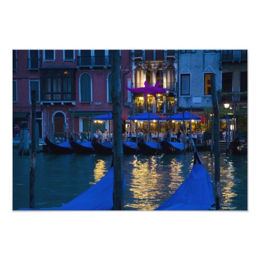 Italien, Venedig, nächtlicher Blick entlang des Gr Fotodruck (Vorne)