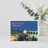 Italien - Venedig - Rialto-Brücke Nachts - Postkarte (Stehend Vorderseite)