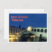 Italien - Venedig - Rialto-Brücke Nachts - Postkarte (Vorne/Hinten)