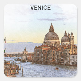 Italien Venedig Vintage Reisen Panoramablick Quadratischer Aufkleber