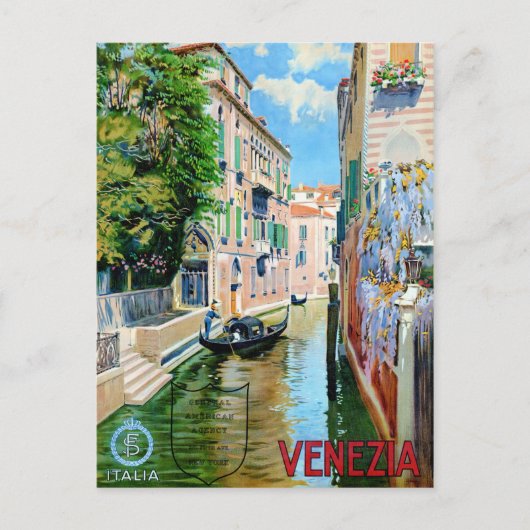 Italien Venedig Vintage Reiseplaner restauriert Postkarte (Vorderseite)