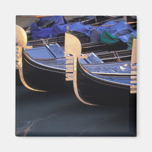 Italien, Venetien, Venedig. Reihe von Gondeln. Magnet