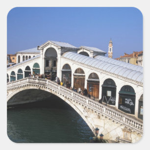 Italien, Venetien, Venedig, Überquerung der Rialto Quadratischer Aufkleber