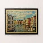 Italien Venice Vintage Travel Puzzle<br><div class="desc">Italien Venedig Design im Vintage Travel Stil mit einem Kanal Blick mit Gondeln.</div>