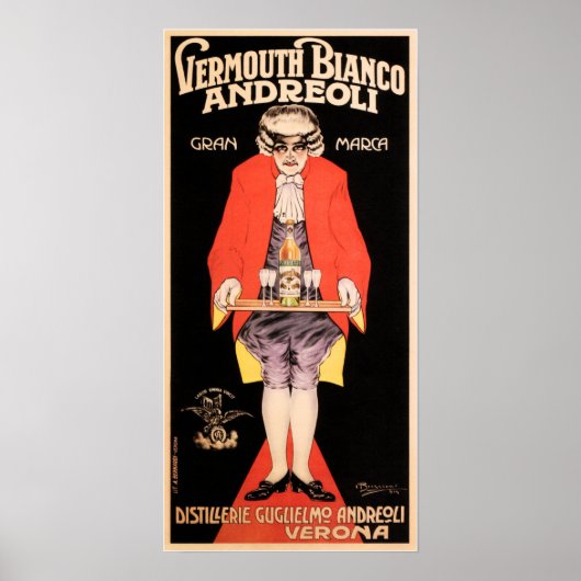 Italien Verona VERMOUTH BIANCO Likör Getränke Werb Poster (Vorne)