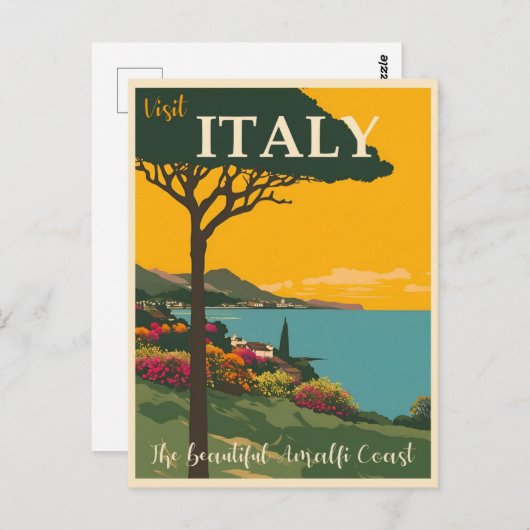 Italien Vintag Amalfi Küstenreise Postkarte (Vorne/Hinten)