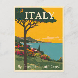 Italien Vintage Amalfi-Küste Reise Postkarte