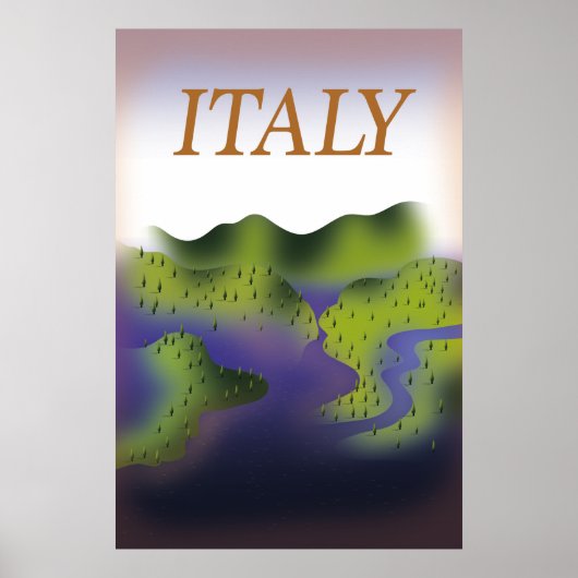 Italien Vintage Art Landschaft Reiseplakat. Poster (Vorne)