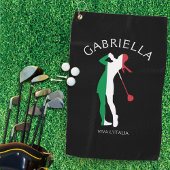 Italien Viva l'Italia Italia Flag Frau Golfer Name Golfhandtuch