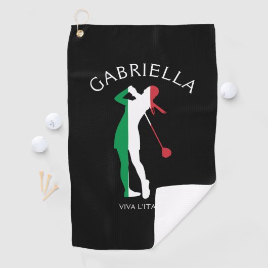 Italien Viva l'Italia Italia Flag Frau Golfer Name Golfhandtuch (Insitu)