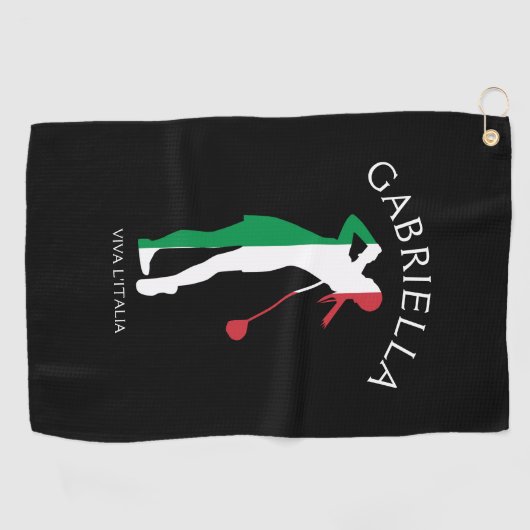 Italien Viva l'Italia Italia Flag Frau Golfer Name Golfhandtuch (Horizontal)