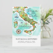 Italien | Wasserfarbenkarte Hochzeit Save The Date (Stehend Vorderseite)